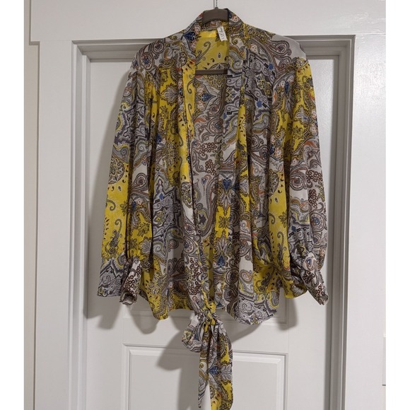 Love Tops - Love Yellow Blouse Boutique Size‎ S/M Open In Front